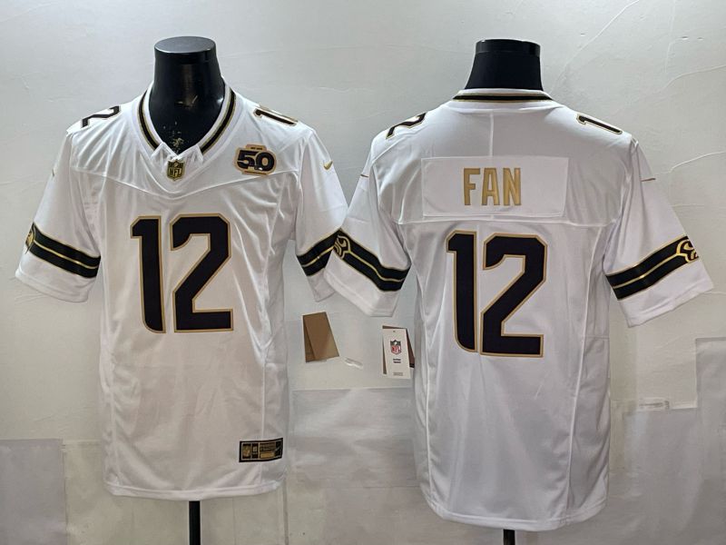 Men 2026 Seattle Seahawks #12 Fan White gold 3th generations Nike Limited NFL Jersey style 004->seattle seahawks->NFL Jersey